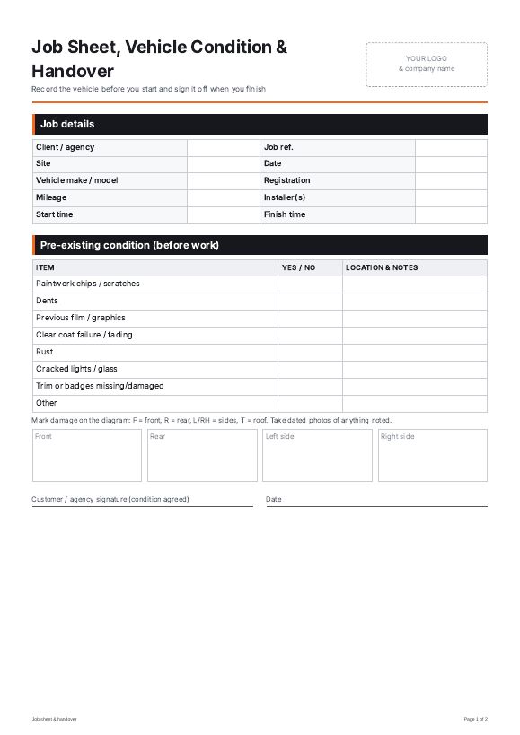 Preview of Installer Paperwork Kit
